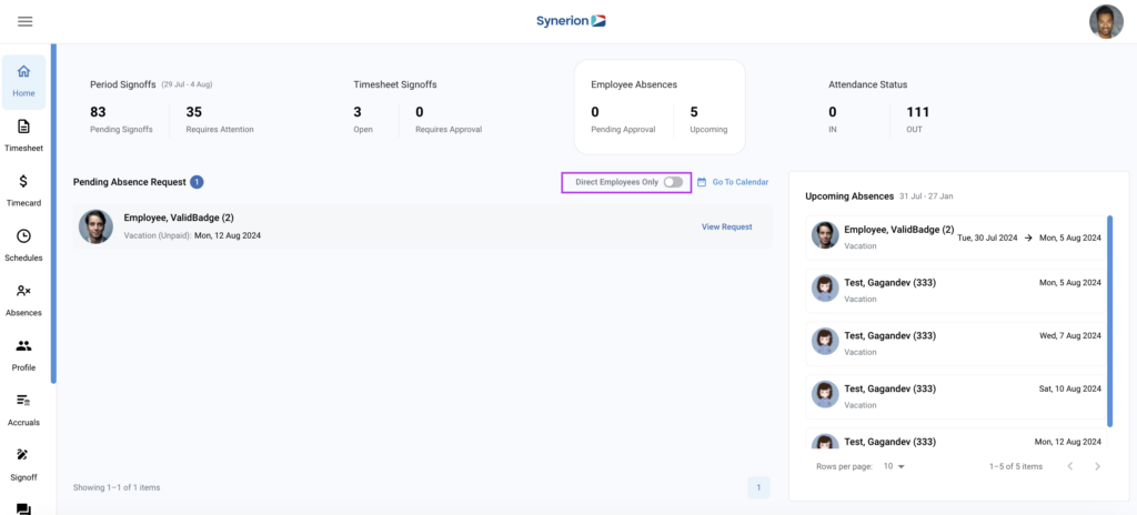 Employee Absences Tab – Synerion Agile Help