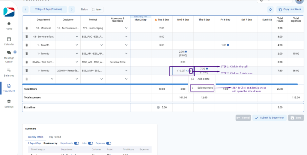 ESS Timesheet: Delete an Expense – Synerion Agile Help