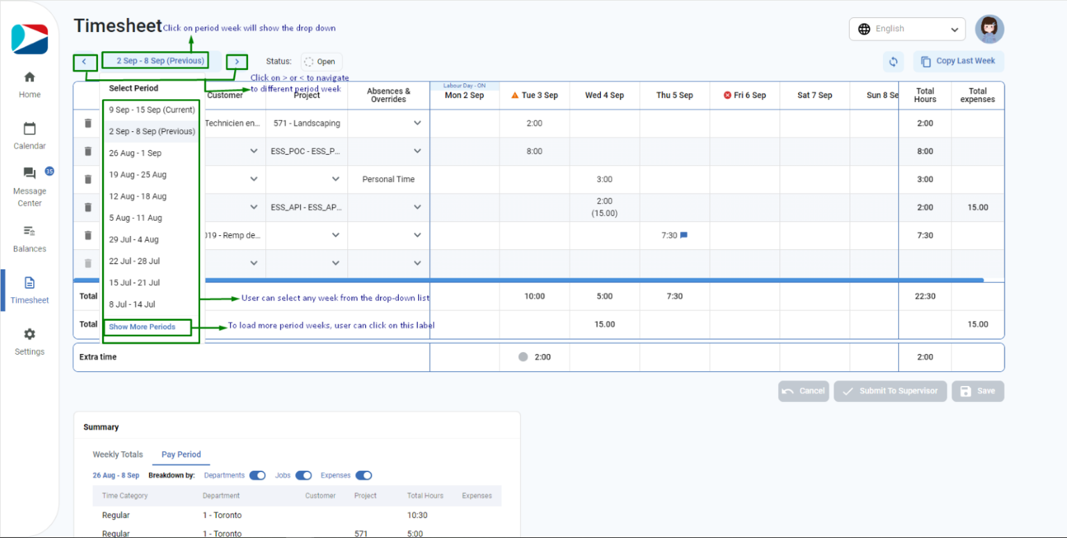 ESS – Timesheet Feature overview – Synerion Agile Help